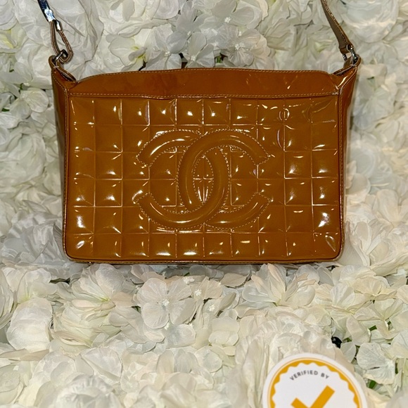 Chanel Chocolate Bar Mustard Yellow Brown Handbag Authentic With Certificate